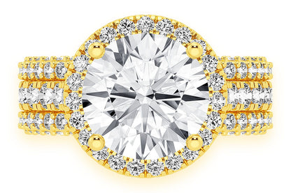 TRIPP - 3.00CT ROUND SOLITAIRE - THREE ROW - DIAMOND ENGAGEMENT RING