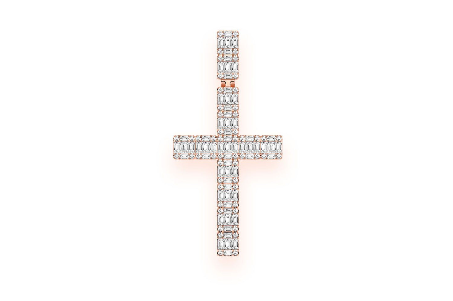 BAGUETTE CROSS DIAMOND PENDANT 14K SOLID GOLD 1.00CTW