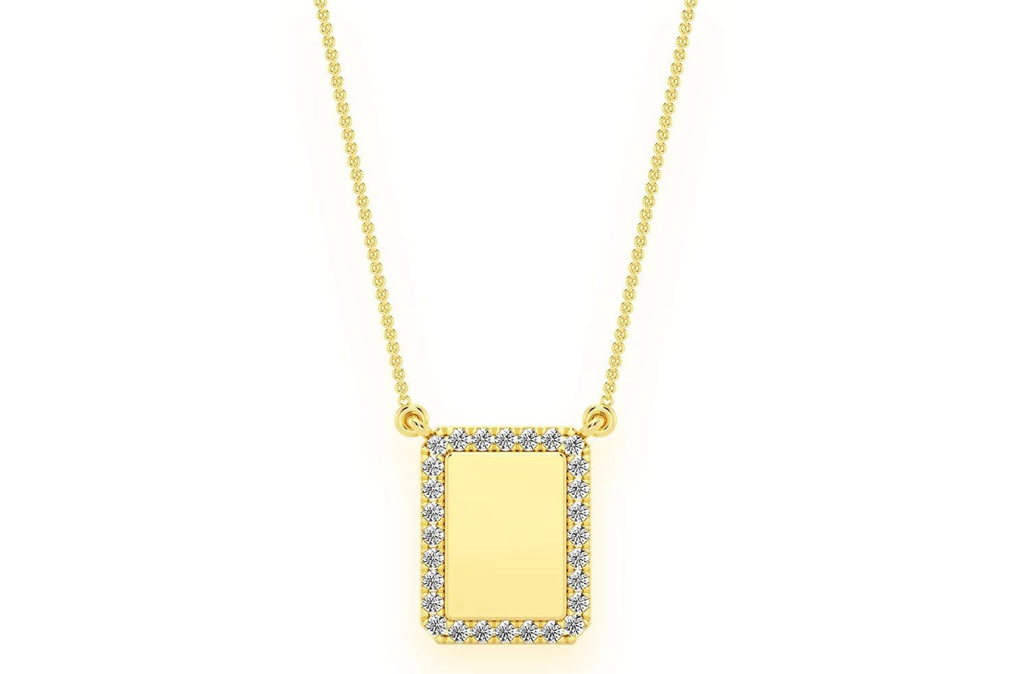 COLIER DREPTANGULAR CU DIAMANTE, AUR MASIV DE 14K, 0.15CT