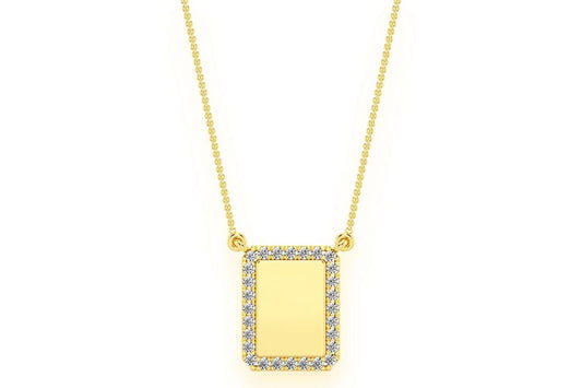 RECTANGLE PICTURE DIAMOND NECKLACE CONNECTED 14K SOLID GOLD 0.15CTW
