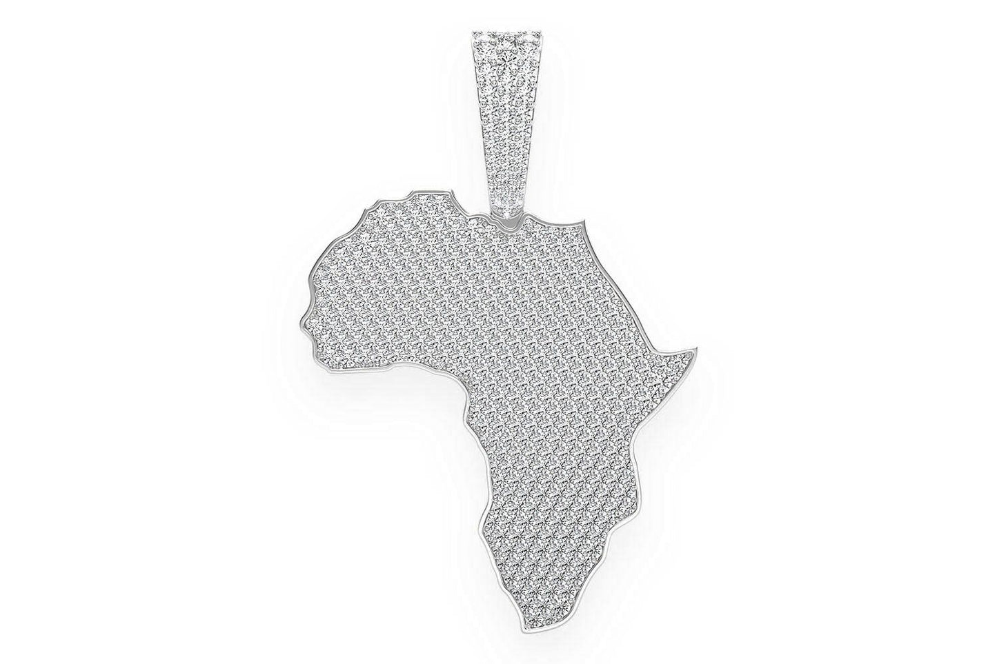 AFRICA CONTINENT DIAMOND PENDANT 14K SOLID GOLD 6.75CTW