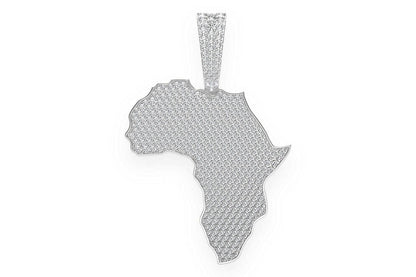AFRICA CONTINENT DIAMOND PENDANT 14K SOLID GOLD 6.75CTW