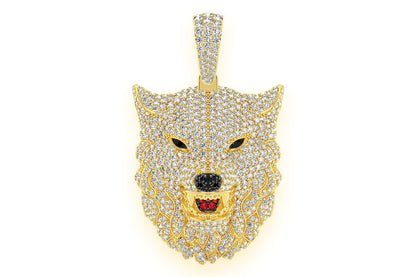 WOLF DIAMOND PENDANT 14K SOLID GOLD 4.75CTW
