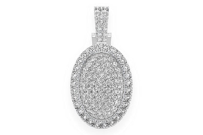 OVAL PILLOW DOUBLE LAYER DIAMOND PENDANT 14K SOLID GOLD 2.50CTW