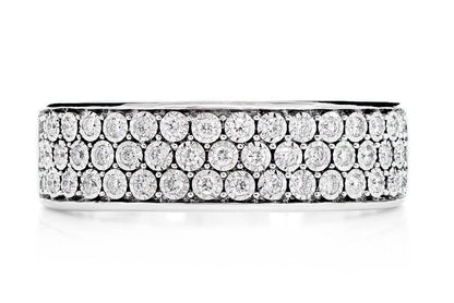 THREE ROW MIRACLE SET DIAMOND BAND RING 14K SOLID GOLD 0.30CTW