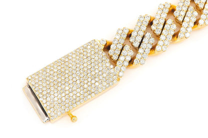 13MM RAISED DIAMOND  CUBAN LINK BRACELET 14K SOLID GOLD 11.50CTW