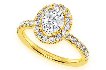 THAV - 0.75CT OVAL SOLITAIRE - SCALLOP HALO ONE ROW - DIAMOND ENGAGEMENT RING