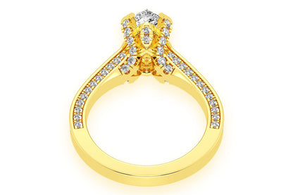 CHANT - 1.50CT PEAR SOLITAIRE - DELUXE ONE ROW SCALLOP - DIAMOND ENGAGEMENT RING