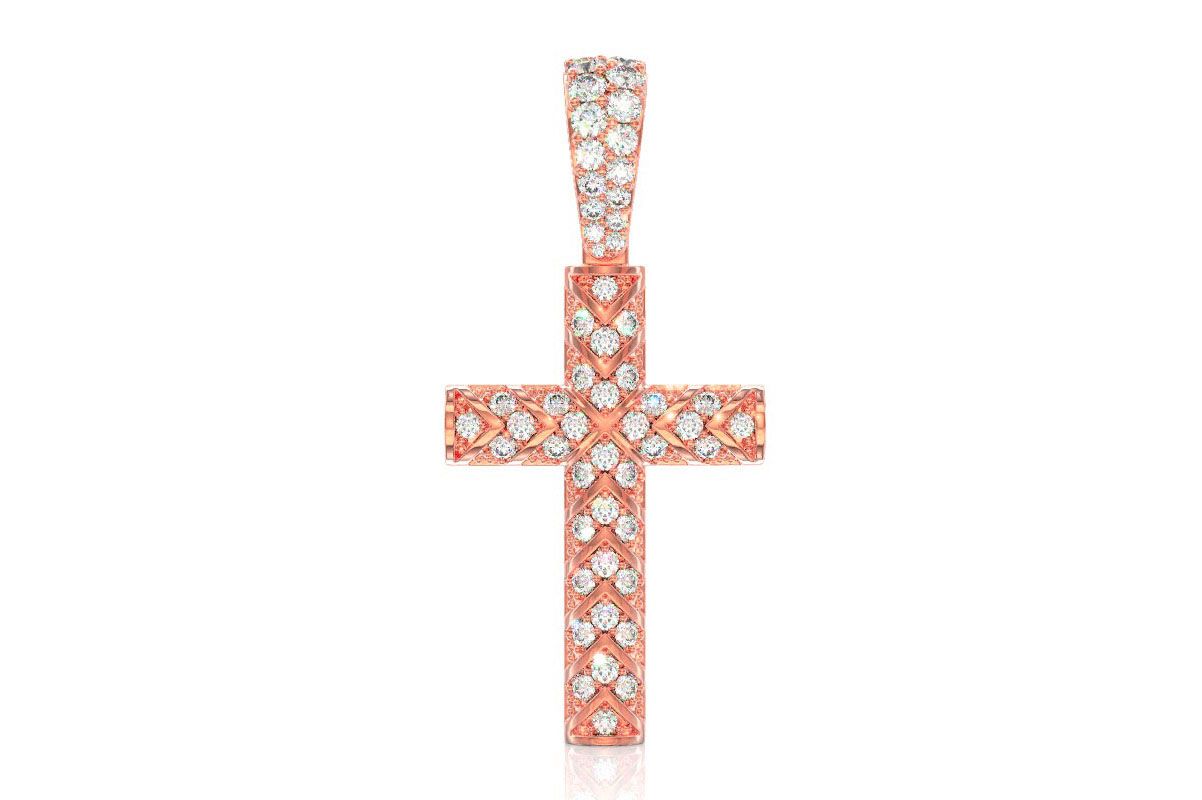 Подвеска-крест X DESIGN из цельного золота 14 карат, 0,75 карата