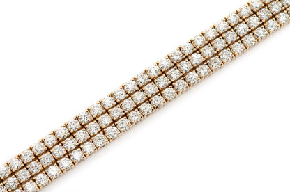 6PT THREE ROW PRONG SET DIAMOND TENNIS BRACELET 14K SOLID GOLD 12.75CTW