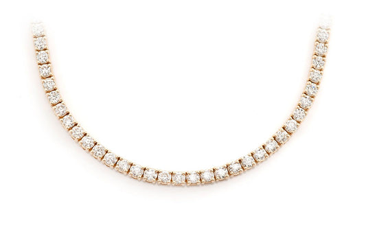 7PT PRONG SET TENNIS NECKLACE 14K   13.50CTW