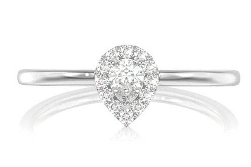 0.25CTW PEAR HALO SCALLOP - DIAMOND ENGAGEMENT RING