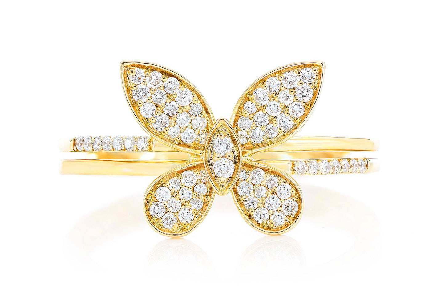 INEL MODĂ CU DIAMANTE CU ARIPI DE FLUTURE, AUR MASIV DE 14K, 0.30CTW