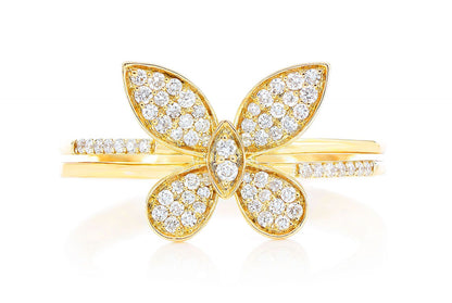 INEL MODĂ CU DIAMANTE CU ARIPI DE FLUTURE, AUR MASIV DE 14K, 0.30CTW