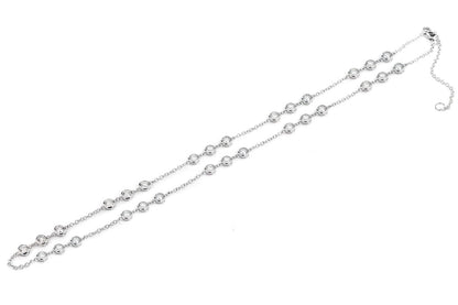 TRIO BEZEL SET DIAMOND NECKLACE CONNECTED 14K SOLID GOLD 3.65CTW