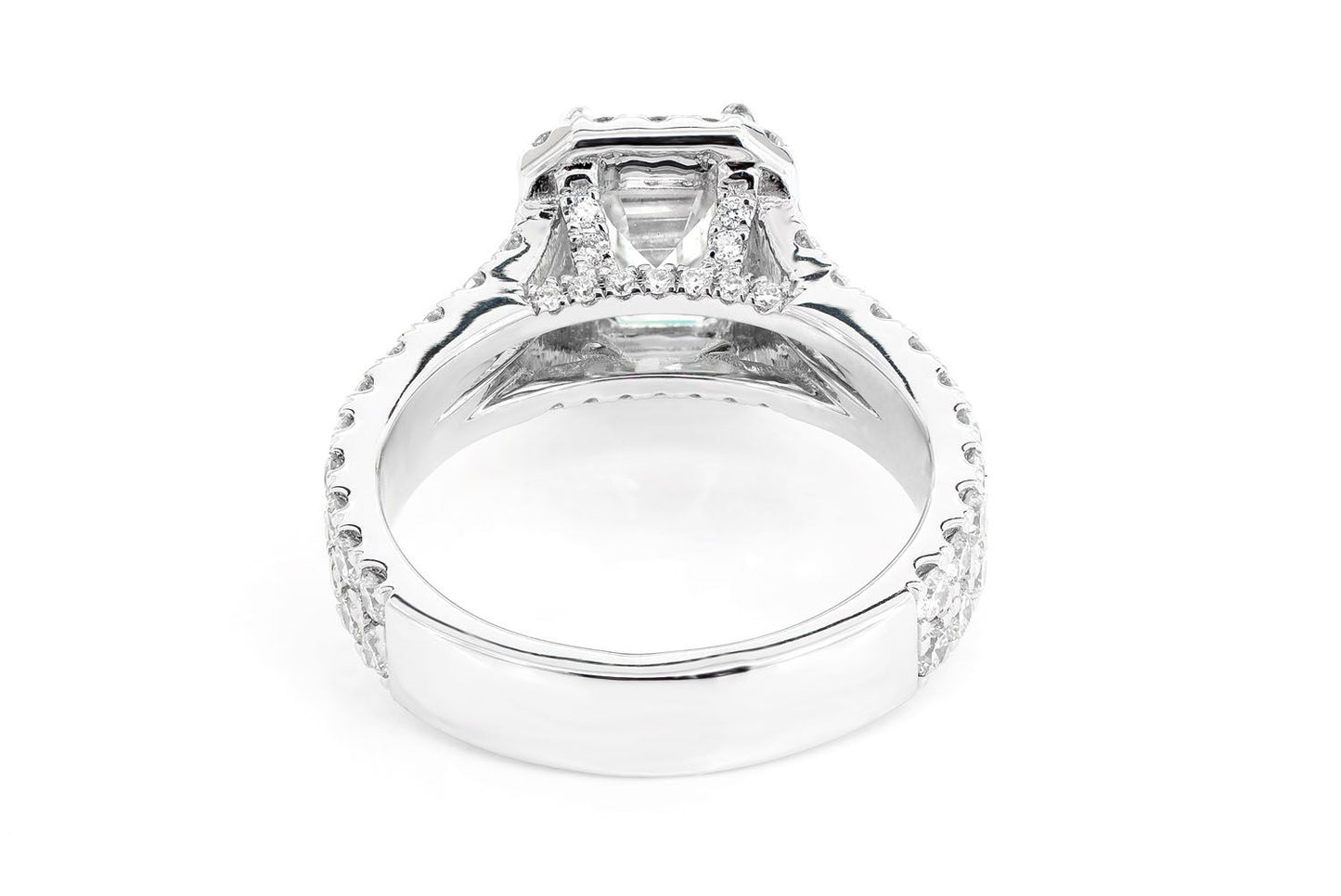 SPHINX - EMERALD HALO SPLIT SHANK DIAMOND RING 14K SOLID GOLD 3.50CTW