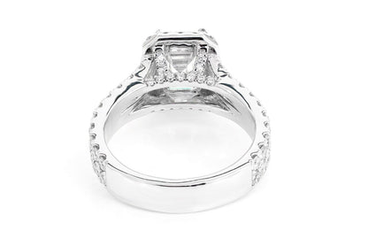 SPHINX - EMERALD HALO SPLIT SHANK DIAMOND RING 14K SOLID GOLD 3.50CTW