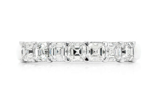 20PTR ASSCHER DIAMOND BAND 14K SOLID GOLD 1.29CTW