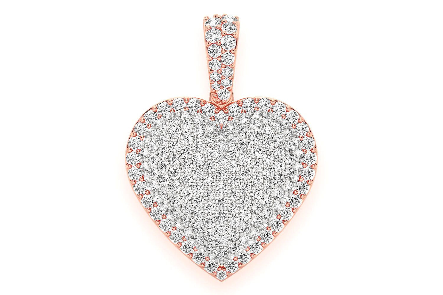 BUBBLY HEART DOUBLE LAYER DIAMOND PENDANT 14K SOLID GOLD 2.00CTW
