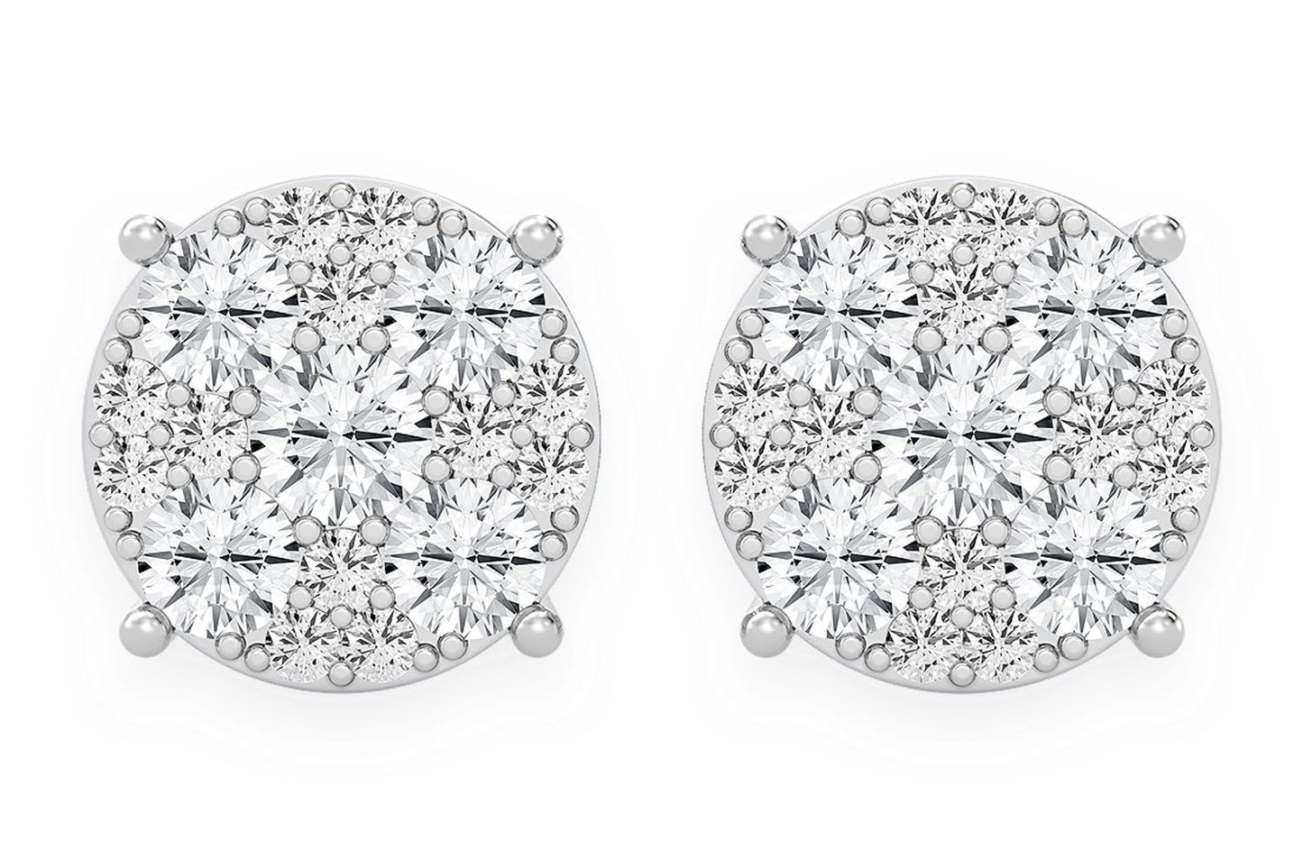 CERCEI CU DIAMANTE ȘI MOZAIC DE 3,00 CT, AUR MASIV DE 14K