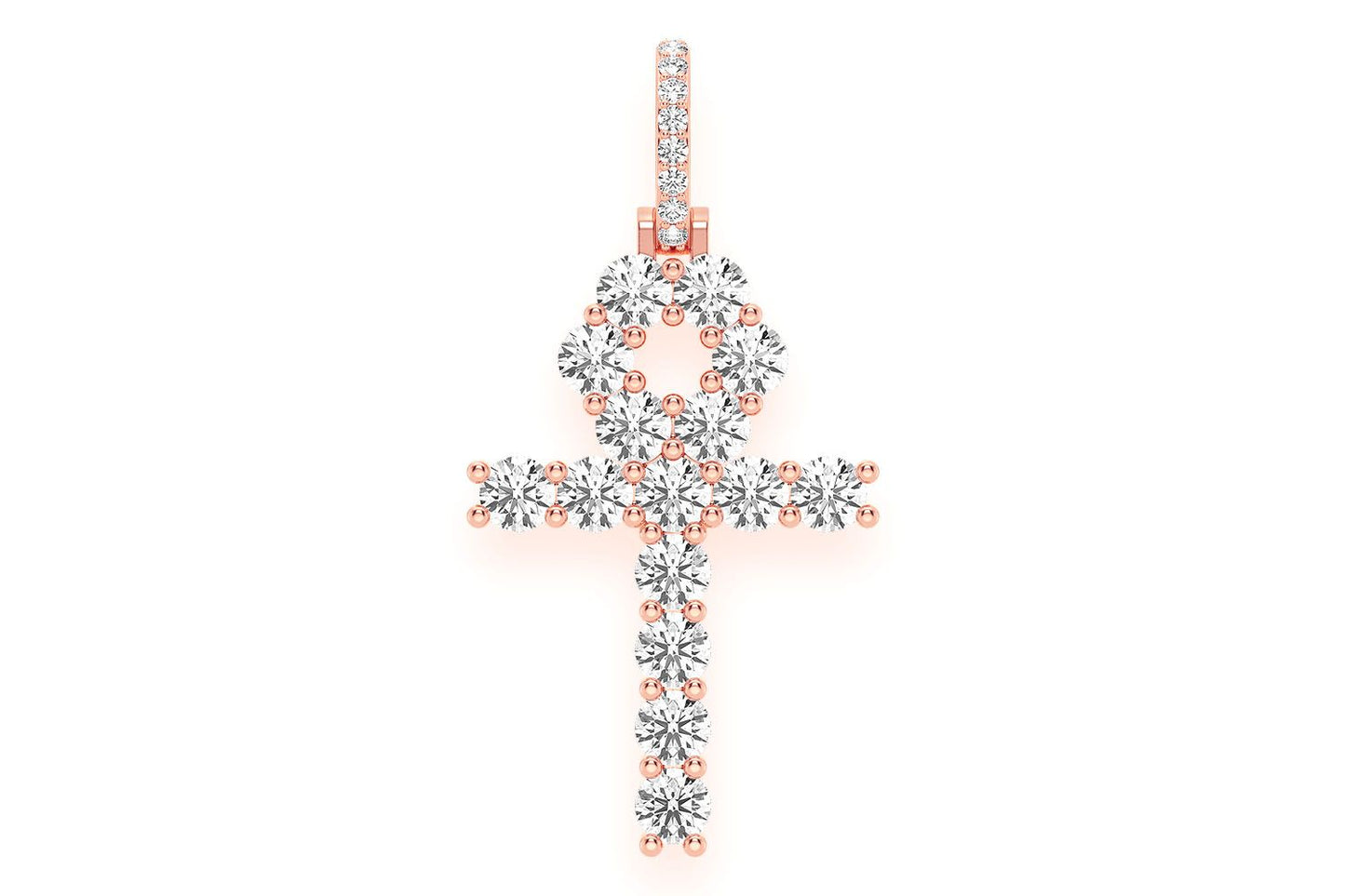 ANKH DIAMOND PENDANT 14K SOLID GOLD 0.25CTW