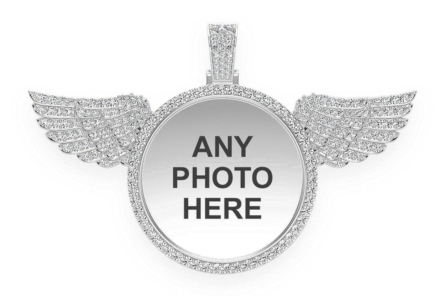 MEMORY WINGS PHOTO DIAMOND PENDANT 14K SOLID GOLD 8.75CTW