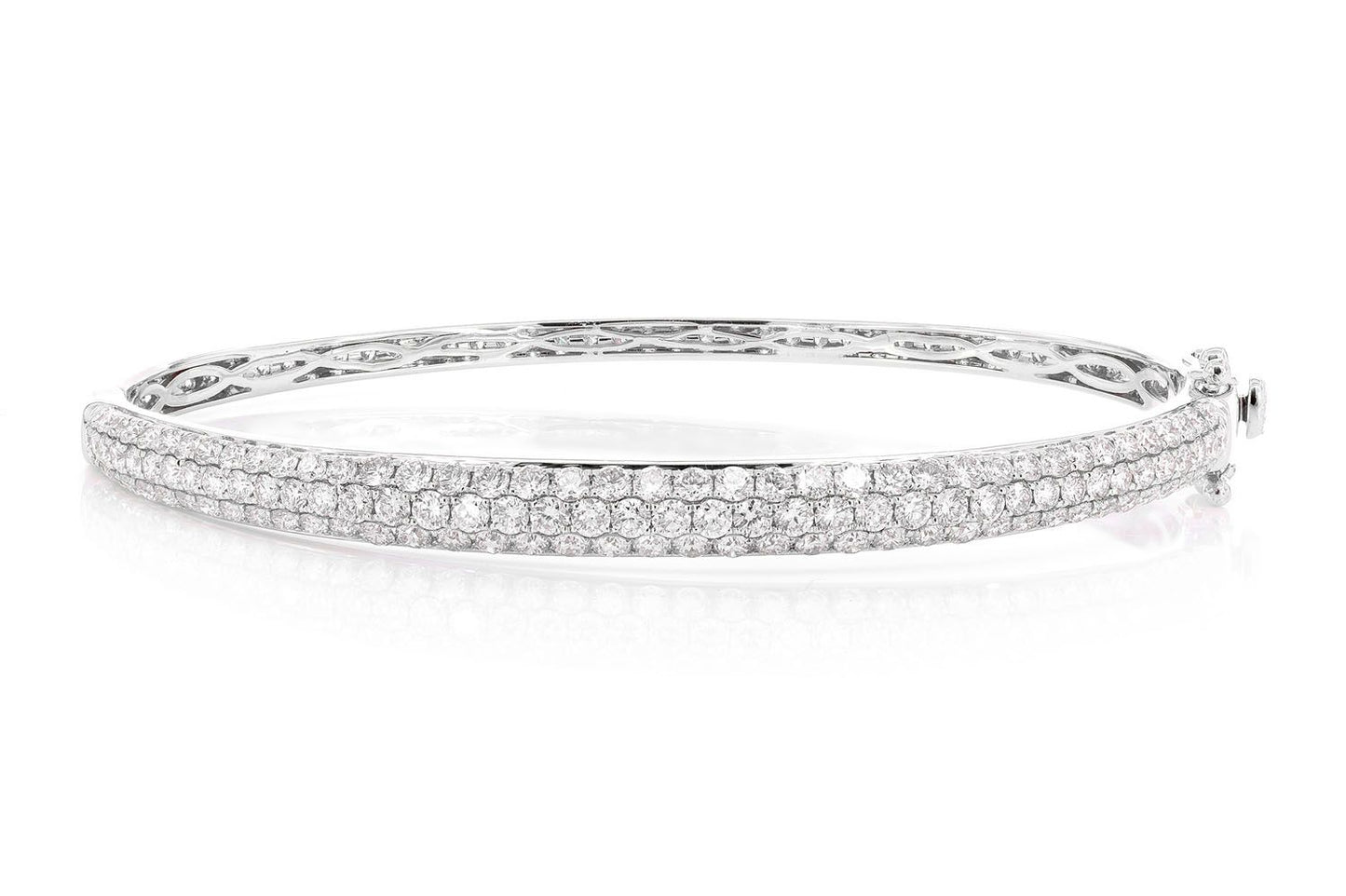 BUBBLY TWO-SIDED DIAMOND BANGLE BRACELET 4.00CTW 14K SOLID GOLD