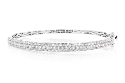 BUBBLY TWO-SIDED DIAMOND BANGLE BRACELET 4.00CTW 14K SOLID GOLD