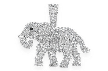 ELEPHANT WALKING DIAMOND PENDANT 14K SOLID GOLD 1.50CTW
