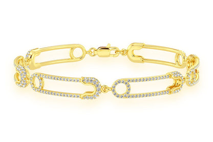 PAPERCLIP CONTOUR DIAMOND BRACELET 14K SOLID GOLD 2.75CTW