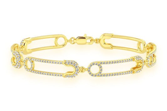 PAPERCLIP CONTOUR DIAMOND BRACELET 14K SOLID GOLD 2.75CTW