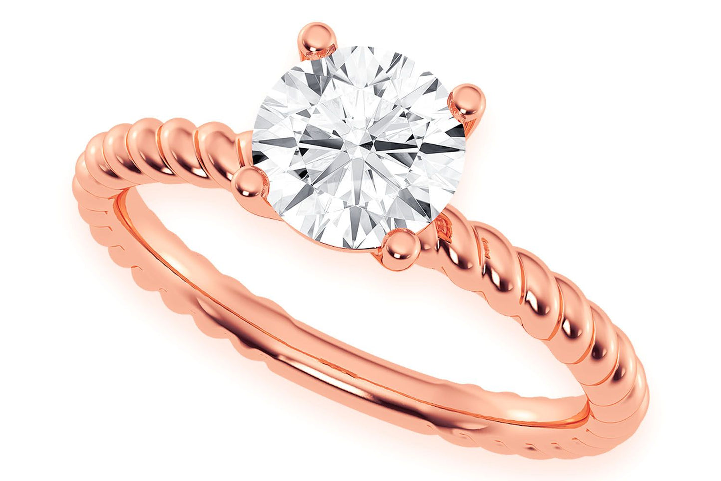 1.00CT ROUND TWIST BAND SOLITAIRE RING 14K