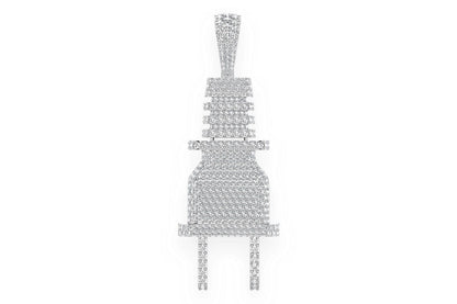 ELECTRIC PLUG DIAMOND PENDANT 14K SOLID GOLD 8.75CTW