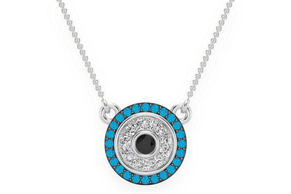 COLIER ROTUND CU DIAMANTE CU FORMĂ DE OCHI RĂU, CONECTATE, AUR MASIV DE 14K, 0.25CT