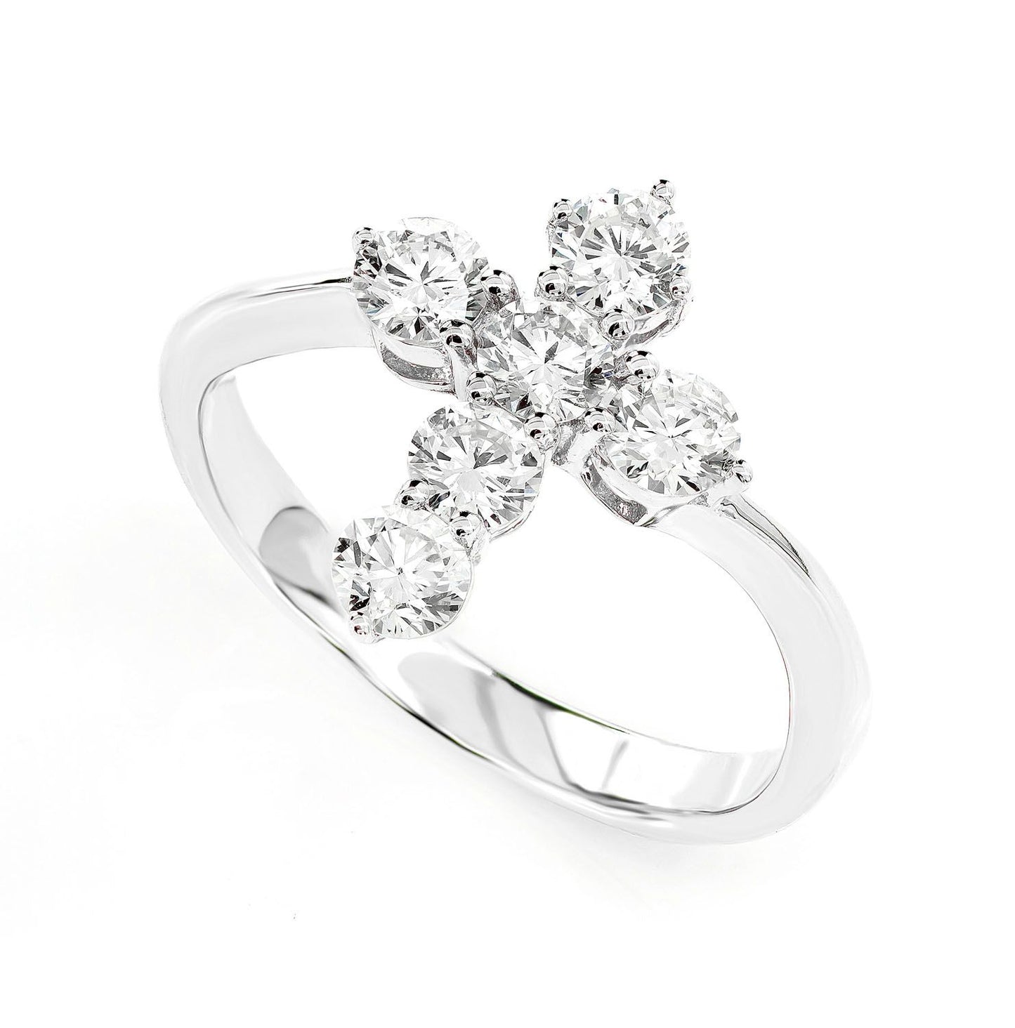 POINTED CROSS DIAMOND RING 14K SOLID GOLD 0.90CTW