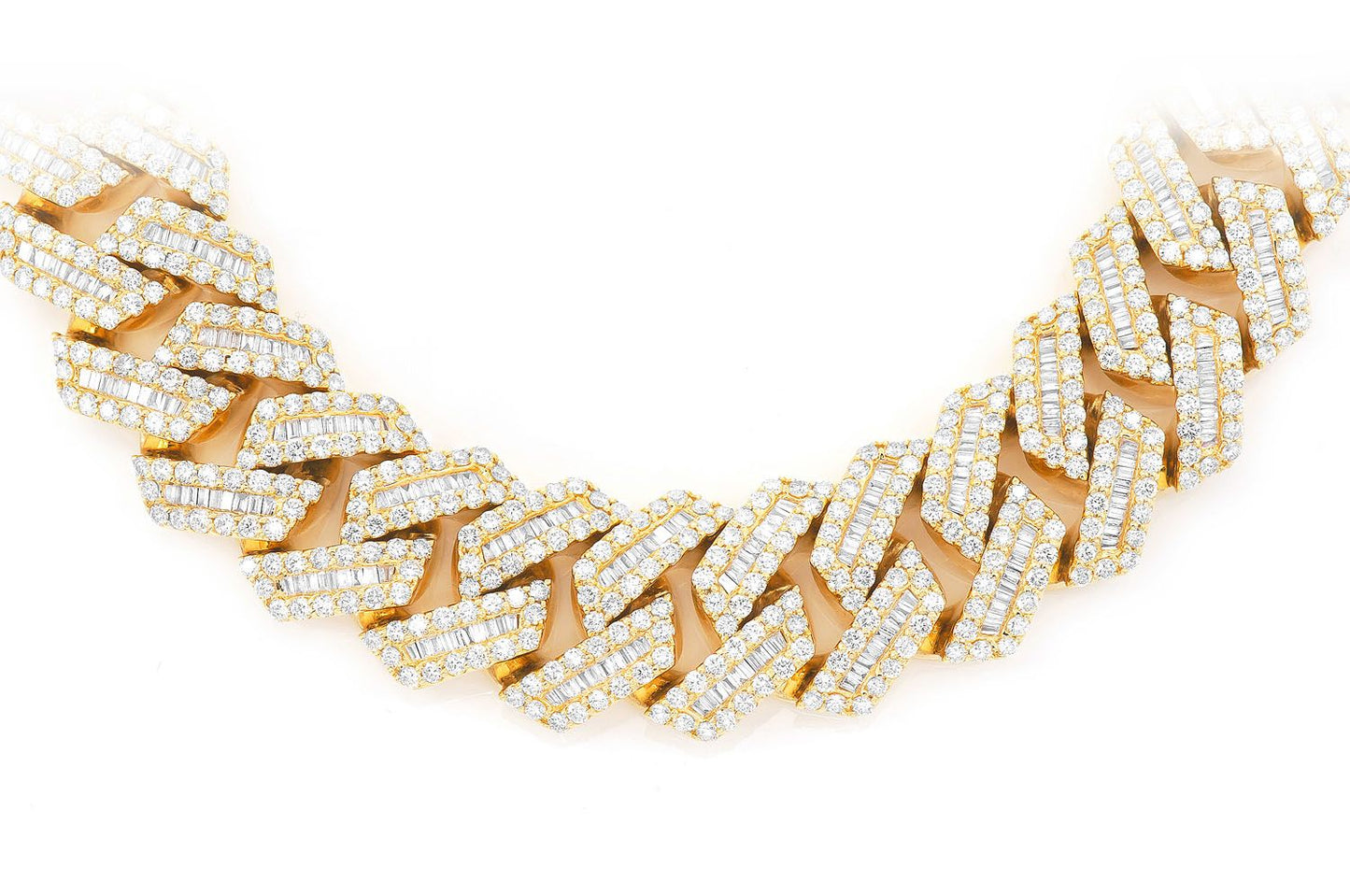 20MM BAGUETTE MIAMI CUBAN DIAMOND NECKLACE 14K SOLID GOLD 59.50CTW