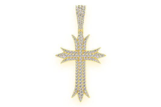 DECO CROSS DIAMOND PENDANT 14K SOLID GOLD 6.75CTW