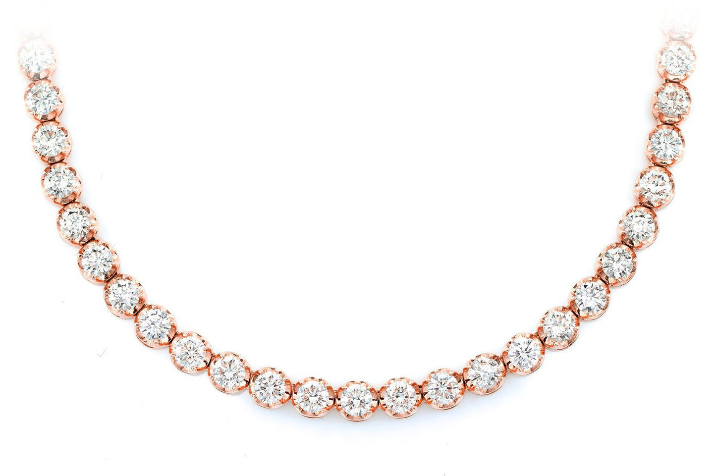 16PT CROWN SET DIAMOND TENNIS NECKLACE 14K SOLID GOLD 17.00CTW