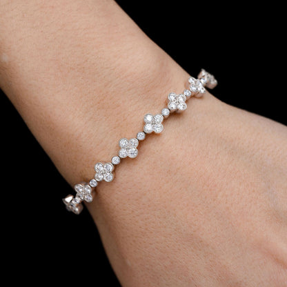 Браслет-браслет MILGRAIN DIAMOND CLOVER FLEX, цельное золото 14 карат, 2,80 карата