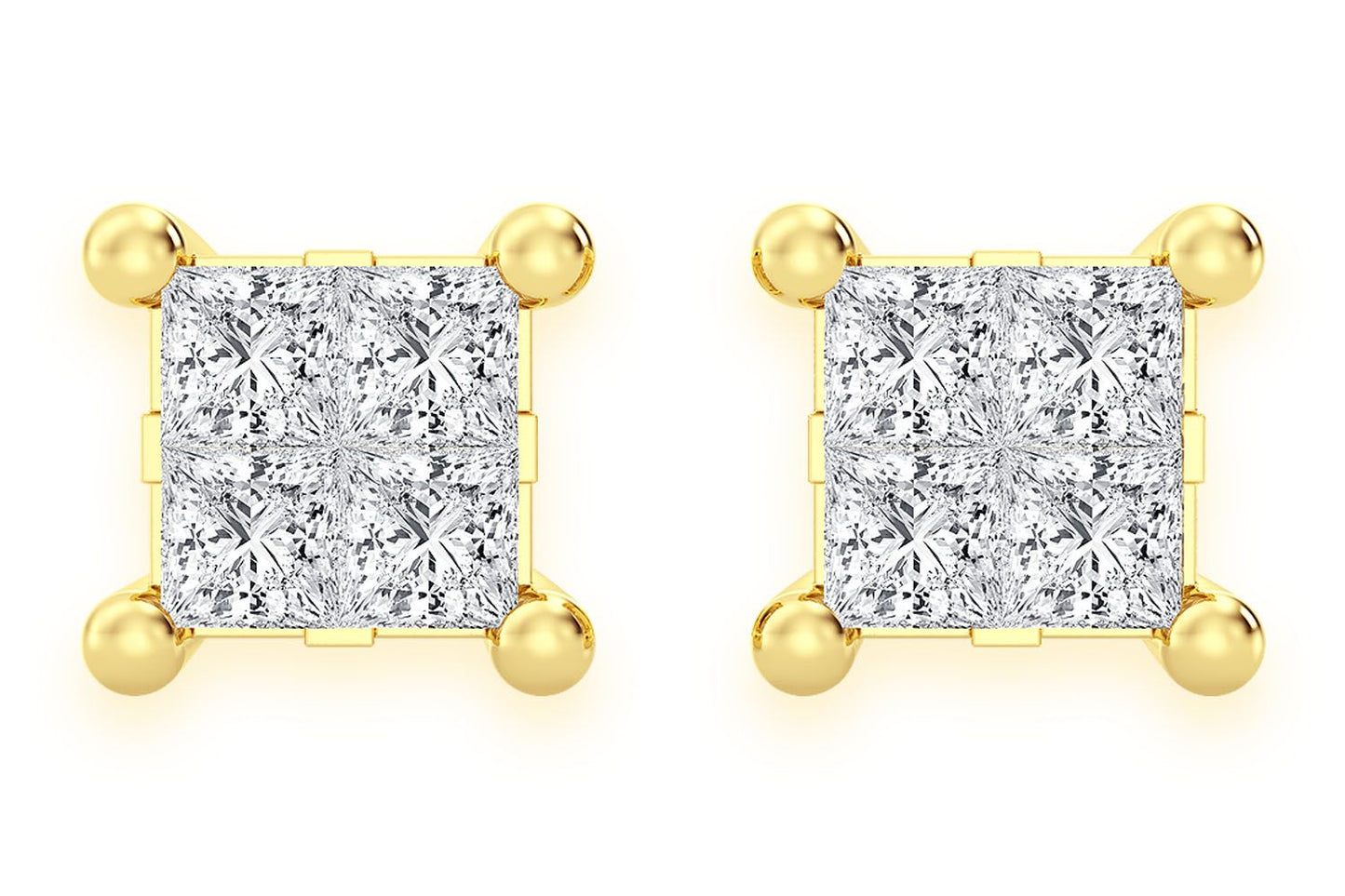 CERCEI CU DIAMANTE QUAD 0.50CTW DIN AUR MASIV DE 14K