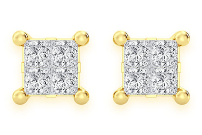 CERCEI CU DIAMANTE QUAD 0.50CTW DIN AUR MASIV DE 14K