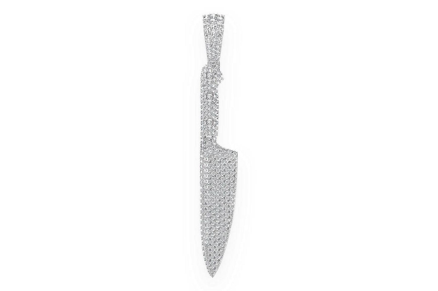 CHEF'S KNIFE DIAMOND PENDANT 14K SOLID GOLD 2.25CTW