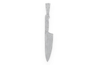 CHEF'S KNIFE DIAMOND PENDANT 14K SOLID GOLD 2.25CTW