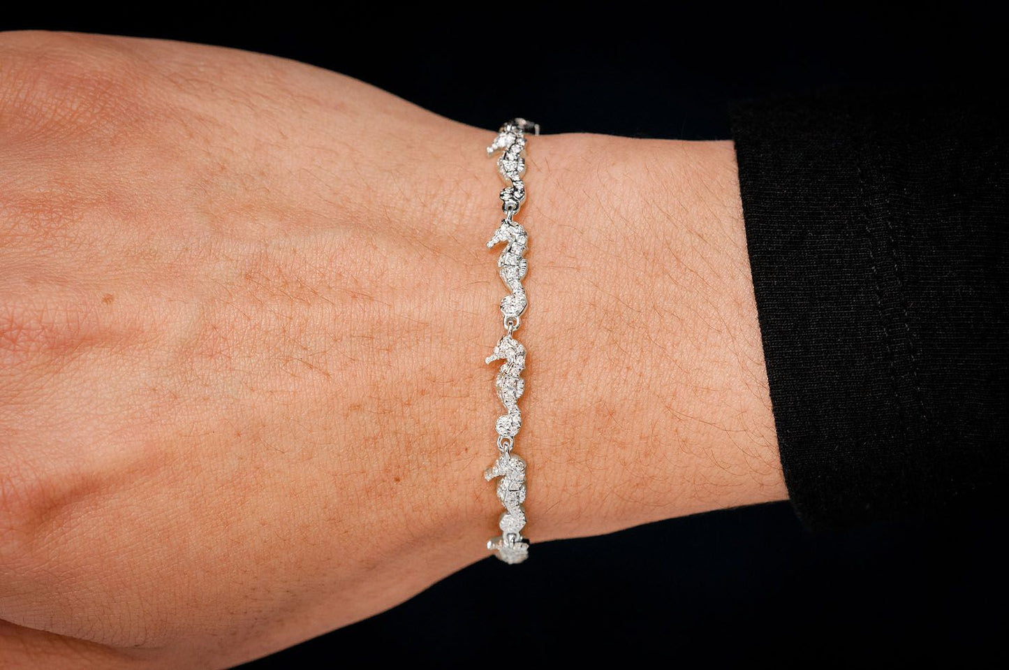 SEAHORSE ETERNITY DIAMOND BRACELET 14K SOLID GOLD 1.35CTW