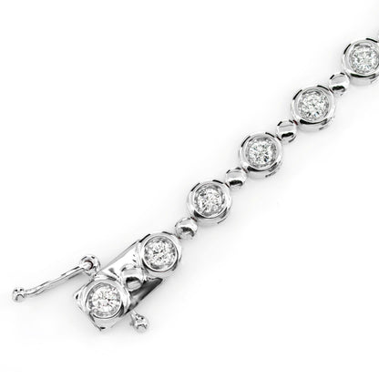 DIAMOND BEZEL BEADED LINK BRACELET 14K SOLID GOLD 1.75CTW