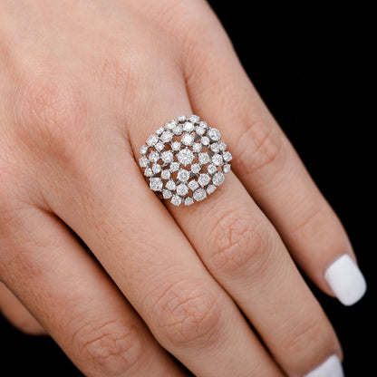 INEL COCKTAIL CU DIAMANTE CLUSTER, AUR MASIV DE 14K, 1.85CT