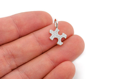 PUZZLE PIECE DIAMOND PENDANT 14K SOLID GOLD 0.25CTW