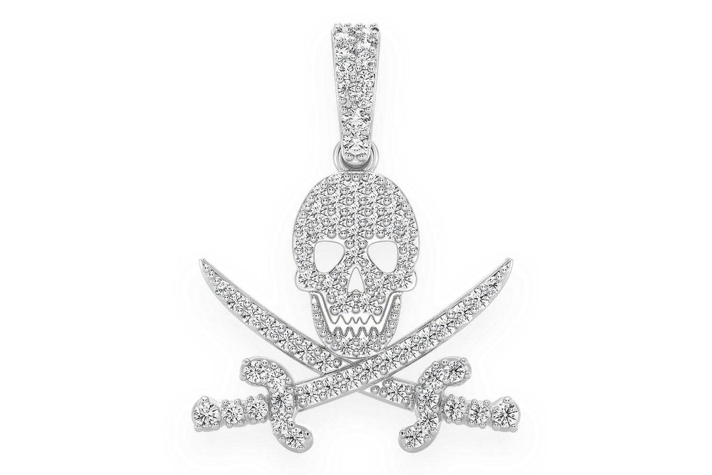 PANDANT CU CRANIU DE PIRAT CU DIAMANT, AUR MASIV DE 14K, 0.35CT