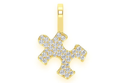 PUZZLE PIECE DIAMOND PENDANT 14K SOLID GOLD 0.25CTW