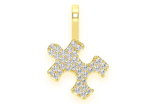 PUZZLE PIECE DIAMOND PENDANT 14K SOLID GOLD 0.25CTW